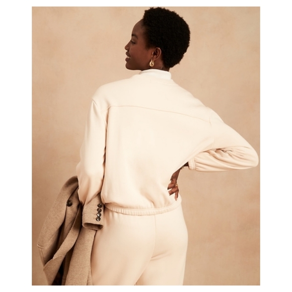 Banana Republic Cozy Velour Lined Bubble Sleeve Sweater/ Creme White - Picture 2 of 4